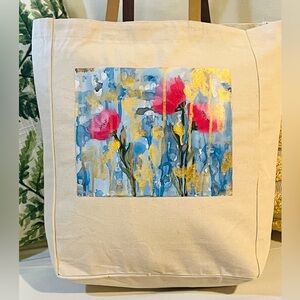 Hand painted canvas tote ( floral abstract)